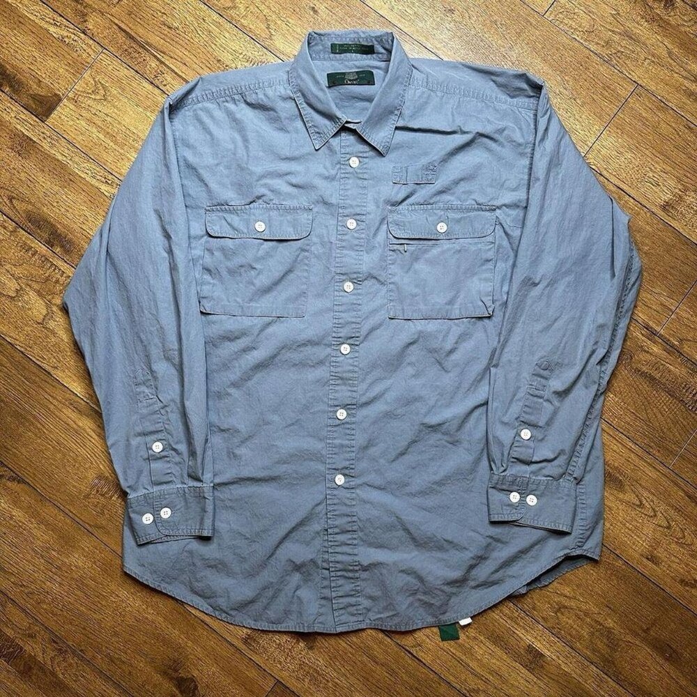 Orvis Men's Blue and Grey Shirt